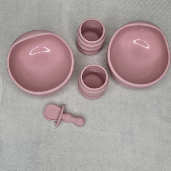 BooginHead 5 Piece Baby Led Weaning Silicone Tableware Feeding Set, Pink - Picture 2 of 10